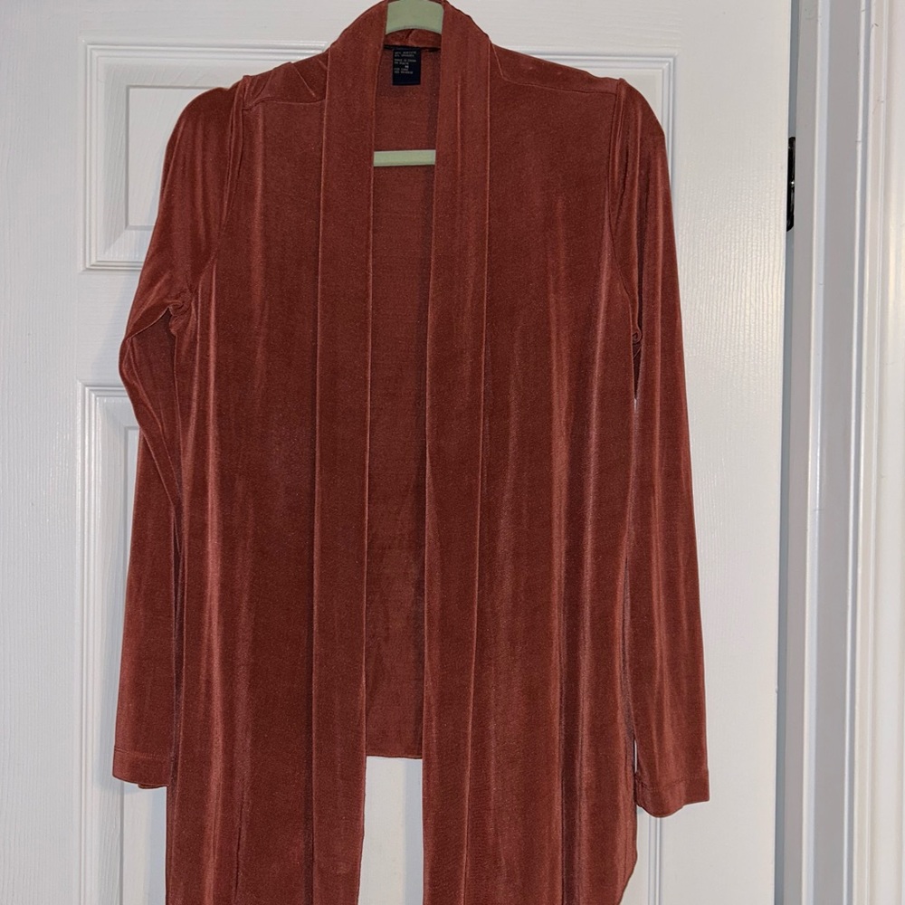 Boston Proper Duster Womens Medium Terracotta Slinky Traveler Y2K Fall Office